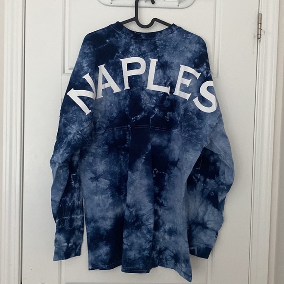 NAPLES Blue White Tie Dye Logo T Shirt in XL - Picture 4 of 7